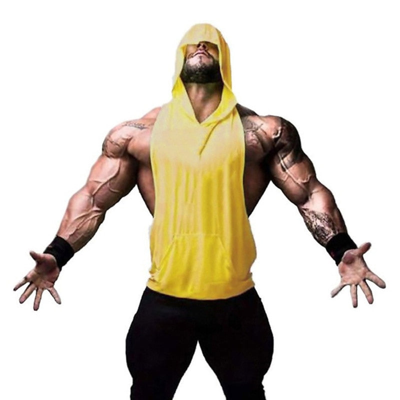 2022 New Fashion Clothing Bodybuilding Muscle Guys Fitness Men Women Hooded Tank Top Vest Sportswear Sleeveless Shirt Hoodie