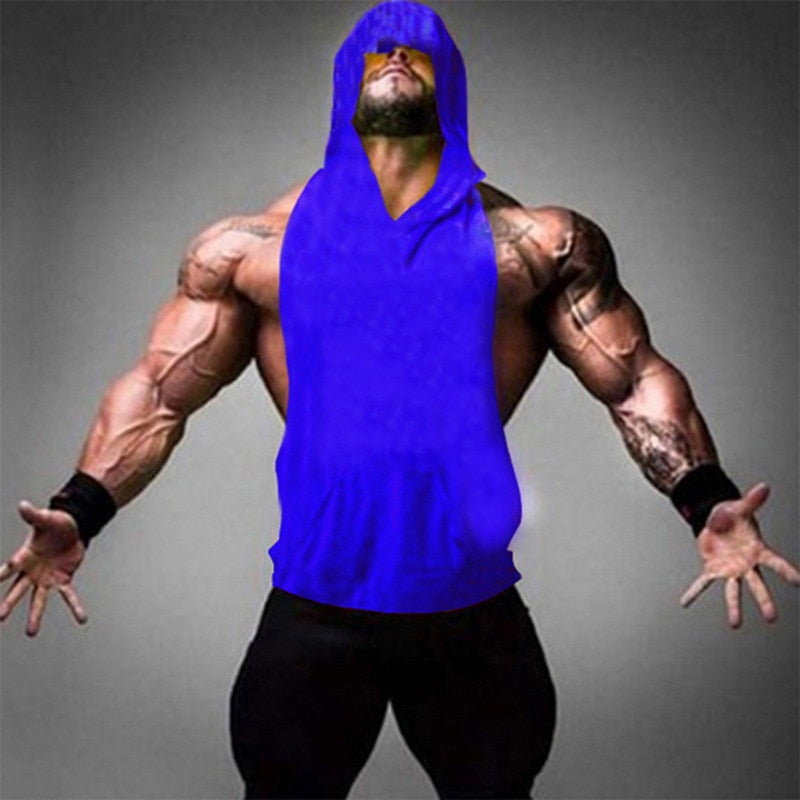 2022 New Fashion Clothing Bodybuilding Muscle Guys Fitness Men Women Hooded Tank Top Vest Sportswear Sleeveless Shirt Hoodie