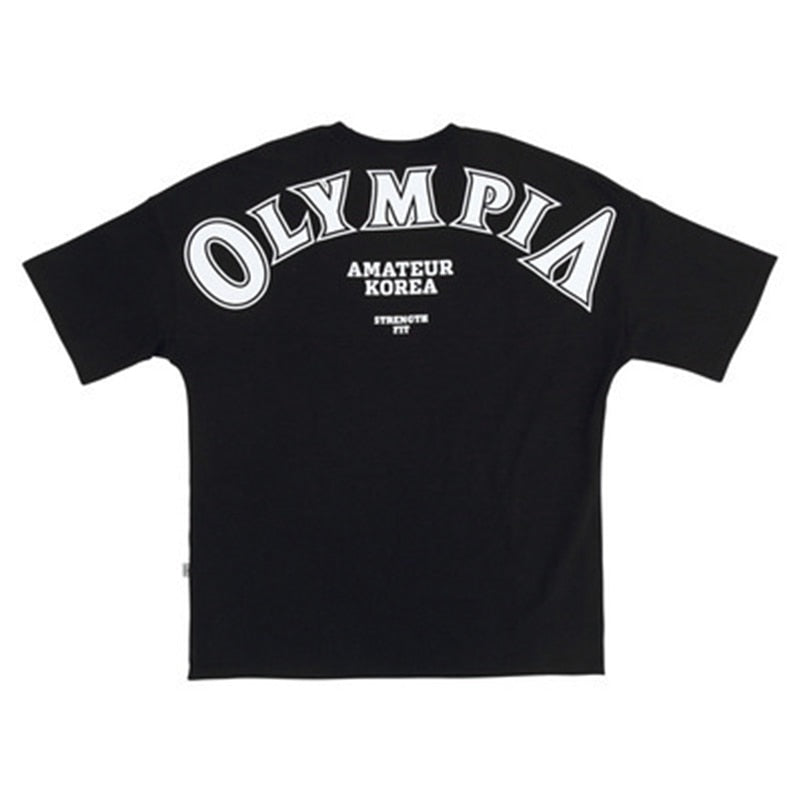 OLYMPIA Cotton Gym Shirt Sport T Shirt Men Short Sleeve Running Shirt Men Workout Training Tees Fitness Loose large size M-XXXL