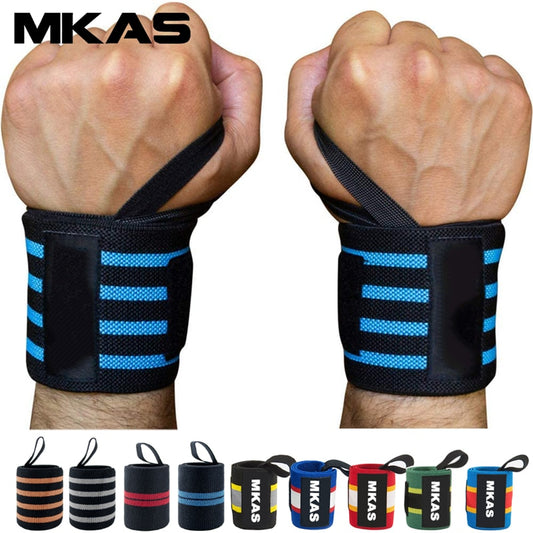 MKAS 1 pair Wrist Wrap Weight Lifting Gym Cross Training Fitness Padded Thumb Brace Strap Power Hand Support Bar Wristband