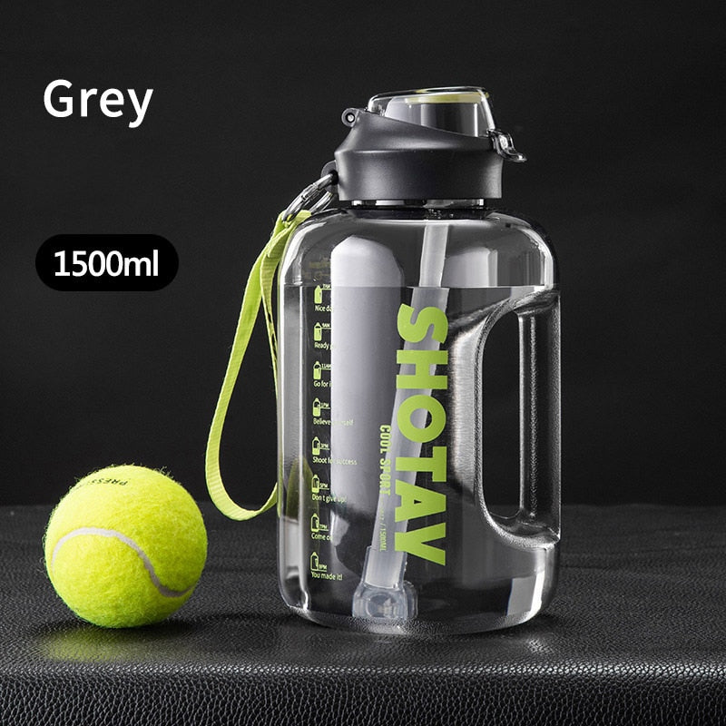 2 Litre Water Bottle with Straw Large Portable Travel Bottles For Training Sport Fitness Cup with Time Scale FDA Free