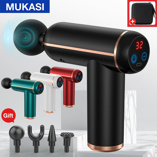 MUKASI Massage Gun Portable Percussion Pistol Massager For Body Neck Deep Tissue Muscle Relaxation Gout Pain Relief Fitness