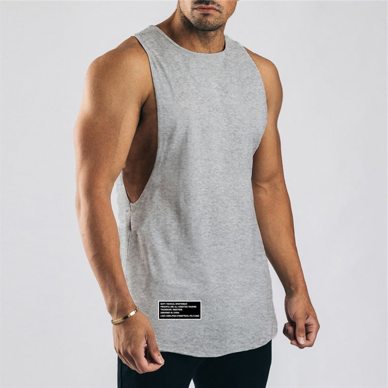 Cotton Workout Gym Tank Top Mens Muscle Sleeveless Sportswear Shirt Stringer Fashion Clothing Bodybuilding Singlets Fitness Vest