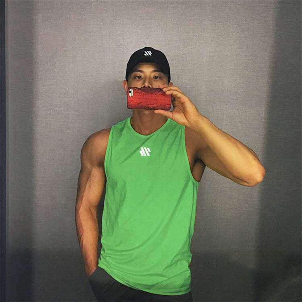 Mens Summer Gym Shirt Street High Quality Sleeveless T-shirts For Men Tank Tops Workout Fitness Singlets Sport Vest Clothing