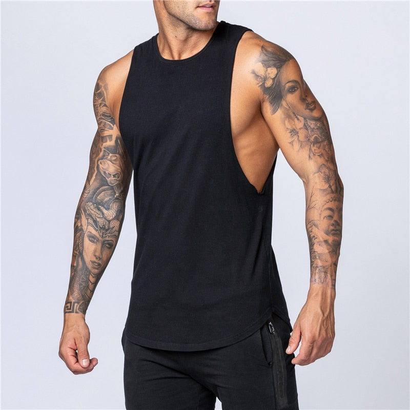 Cotton Workout Gym Tank Top Mens Muscle Sleeveless Sportswear Shirt Stringer Fashion Clothing Bodybuilding Singlets Fitness Vest