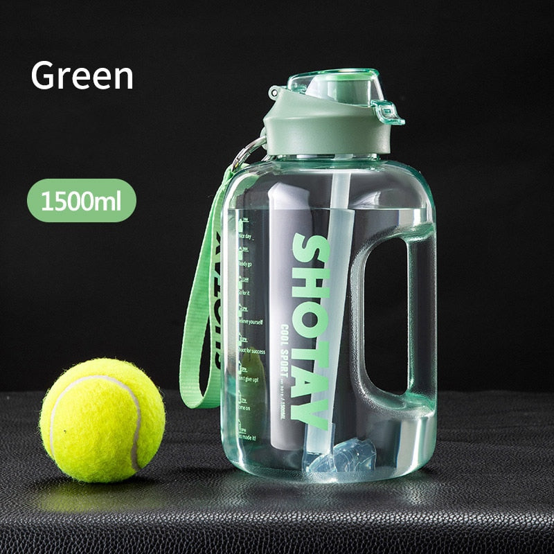 2 Litre Water Bottle with Straw Large Portable Travel Bottles For Training Sport Fitness Cup with Time Scale FDA Free