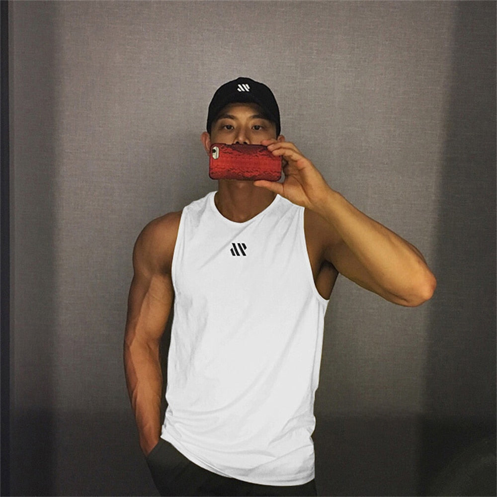 Mens Summer Gym Shirt Street High Quality Sleeveless T-shirts For Men Tank Tops Workout Fitness Singlets Sport Vest Clothing