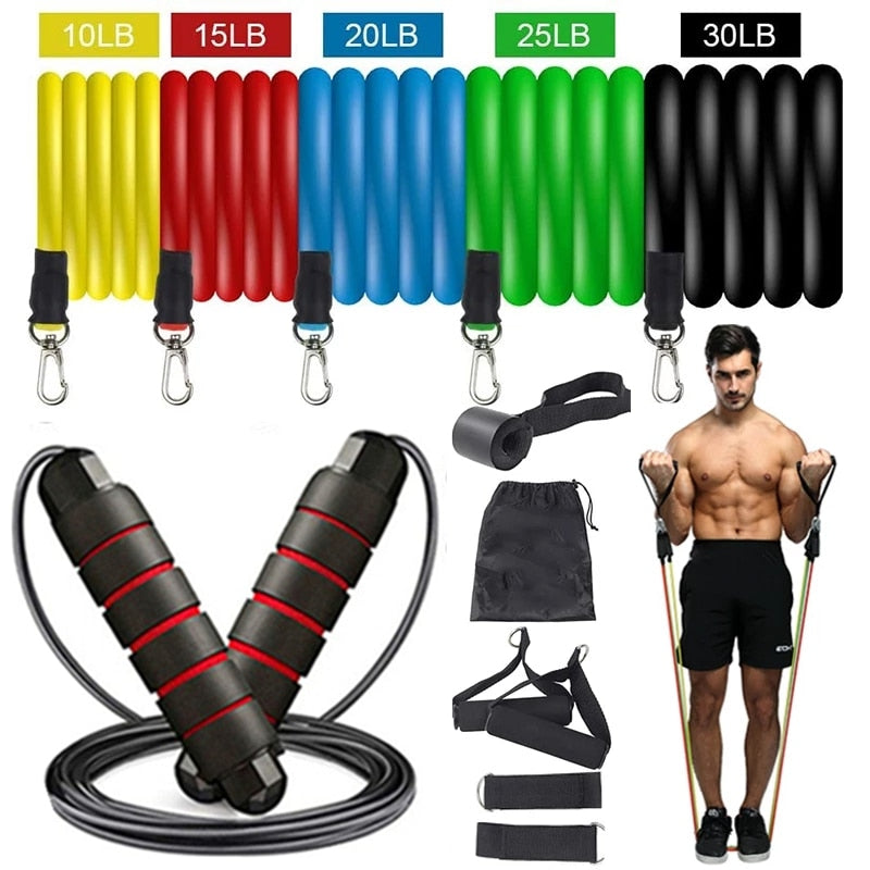 Resistance Bands Set Exercise Bands with Door Anchor Legs Ankle Straps for Resistance Training Physical Therapy Home Workouts