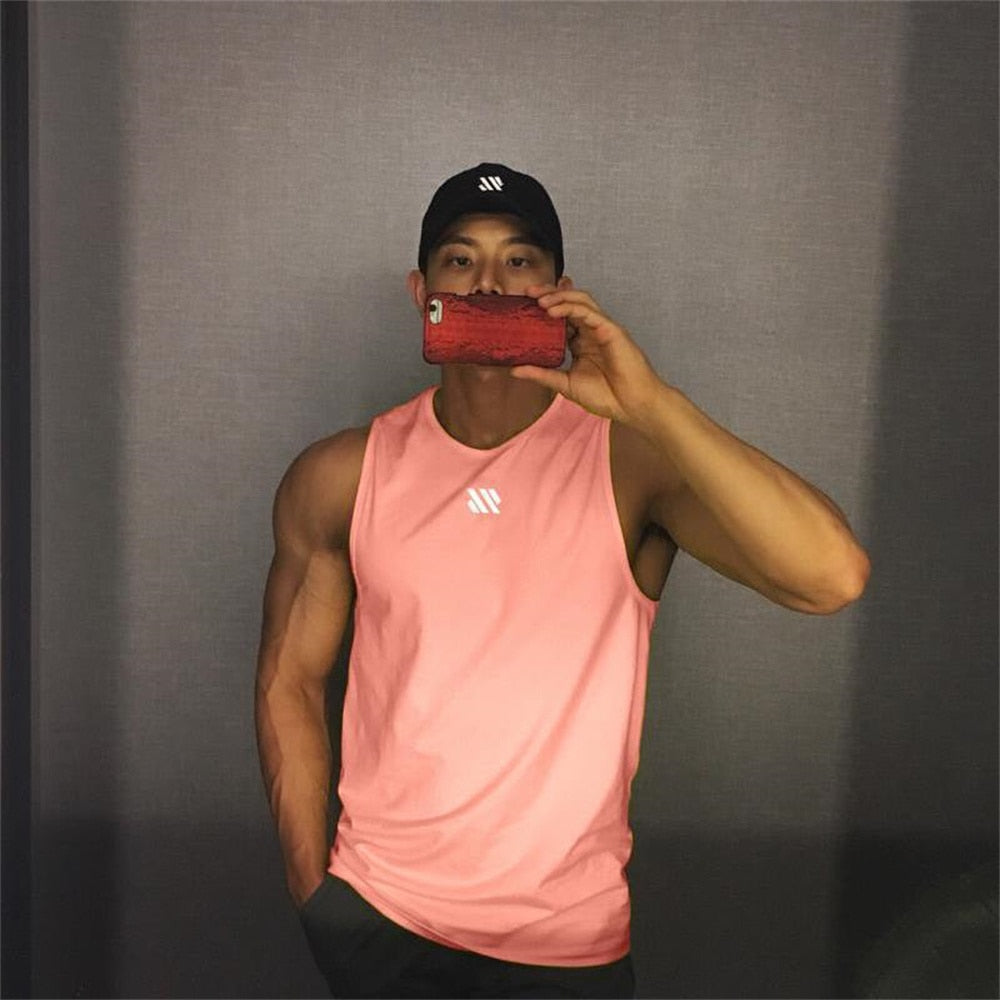 Mens Summer Gym Shirt Street High Quality Sleeveless T-shirts For Men Tank Tops Workout Fitness Singlets Sport Vest Clothing