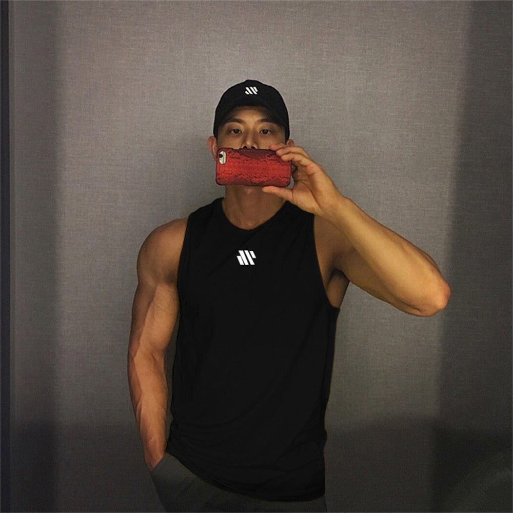 Mens Summer Gym Shirt Street High Quality Sleeveless T-shirts For Men Tank Tops Workout Fitness Singlets Sport Vest Clothing