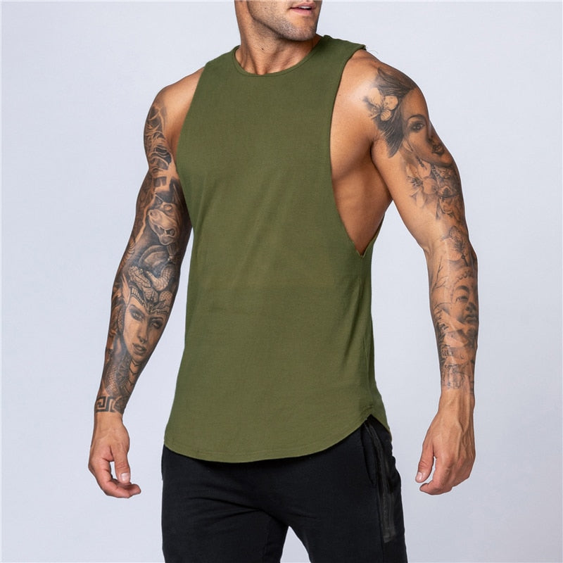 Cotton Workout Gym Tank Top Mens Muscle Sleeveless Sportswear Shirt Stringer Fashion Clothing Bodybuilding Singlets Fitness Vest