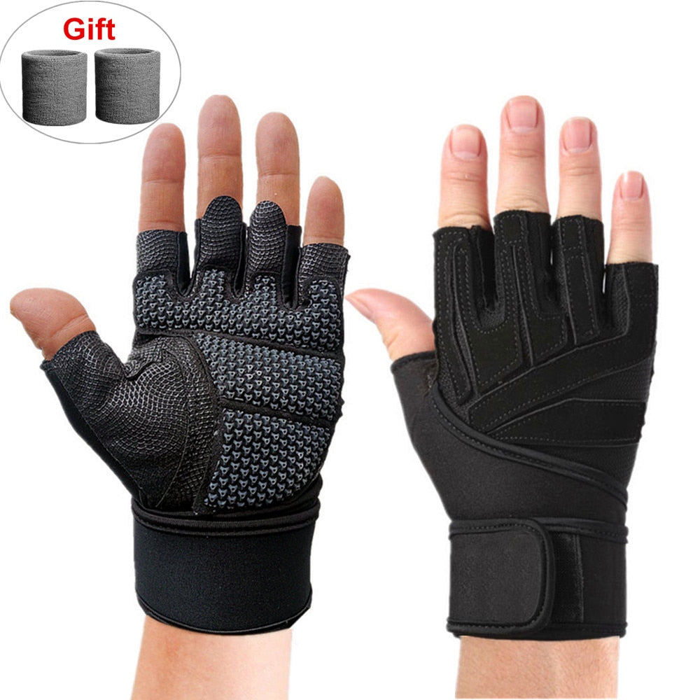 Gym Gloves Bodybuilding Weightlifting Silicone Anti-slip Dumbbell Training Fitness Gloves Crossfit Workout Exercise